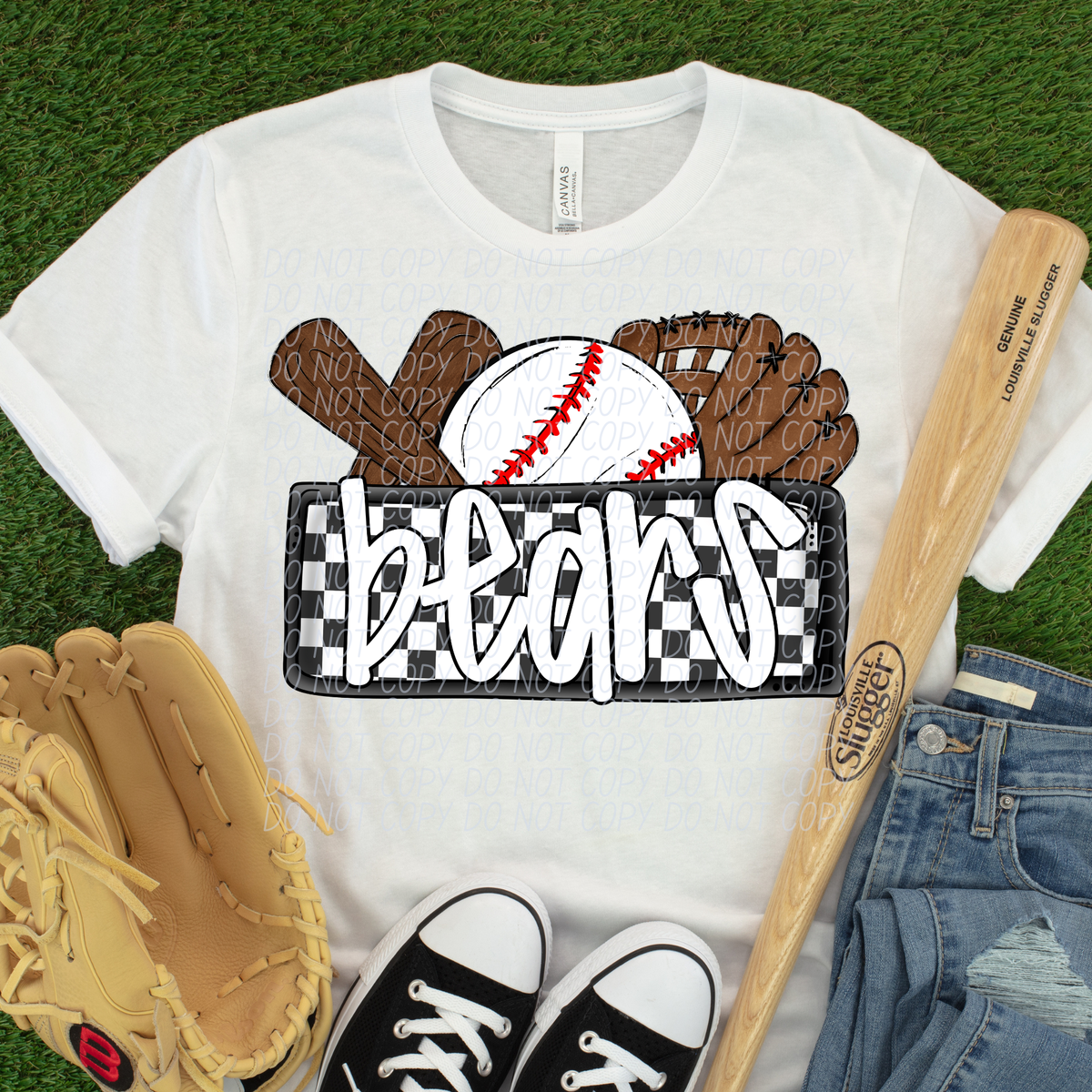 Bears (Bat, Baseball, Glove, Checkered background) (City)