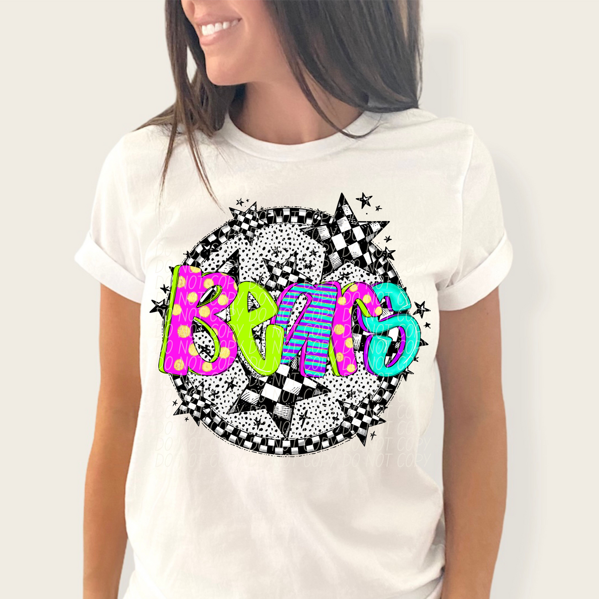 Bears neon checkered CITY DTF transfers