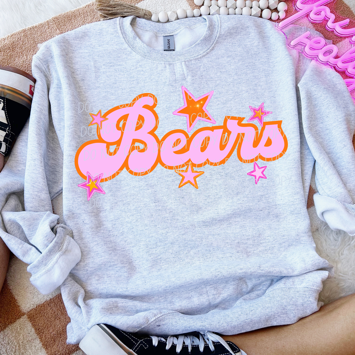 bears pink orange stars (city) DTF transfer