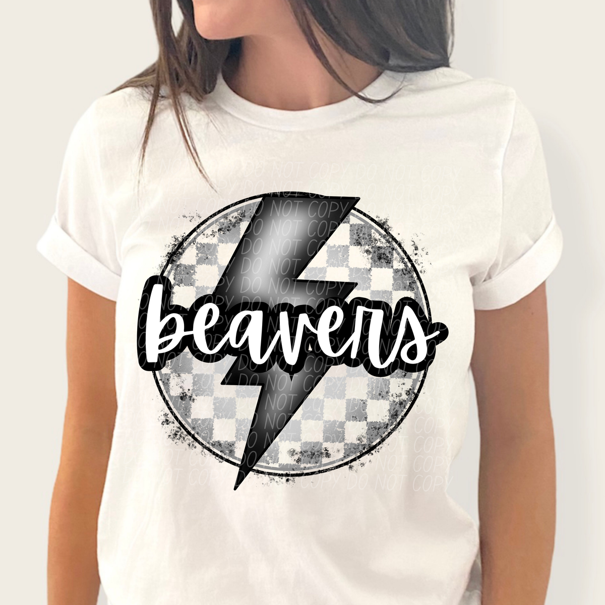 Beavers grey/silver lightning bolt circle CITY DTF transfer