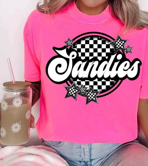 Sandies checkered circle (S&G) 82318 DTF transfer