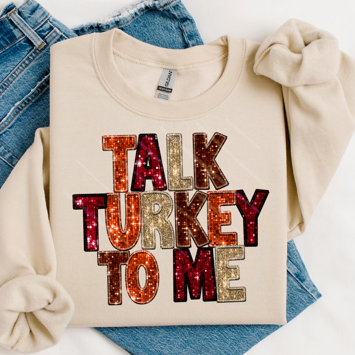 Talk Turkey To Me STACKED faux sequins 111804 DTF transfer