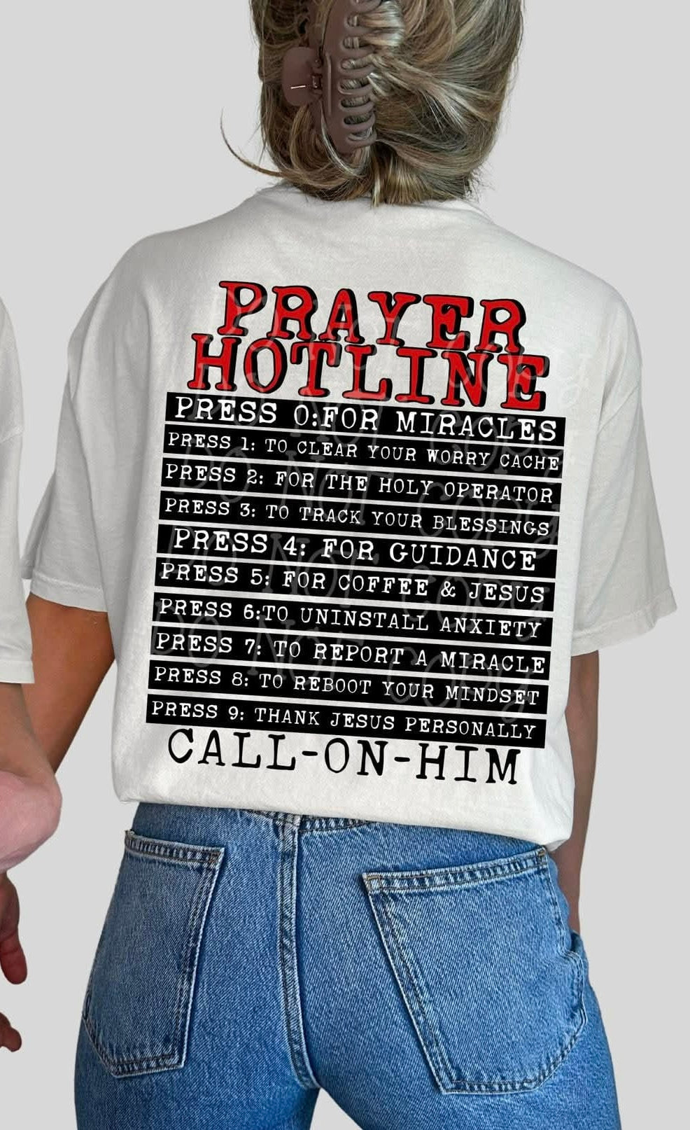 Prayer Hotline BACK PRINT (C’s) DTF TRANSFER
