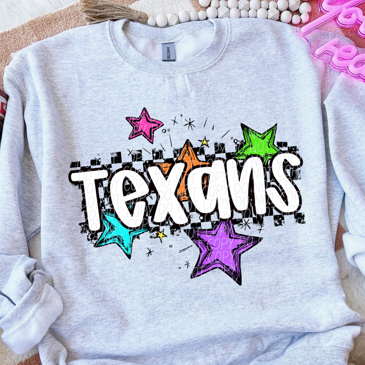 Texans Mascot Rainbow Stars CITY DTF TRANSFER
