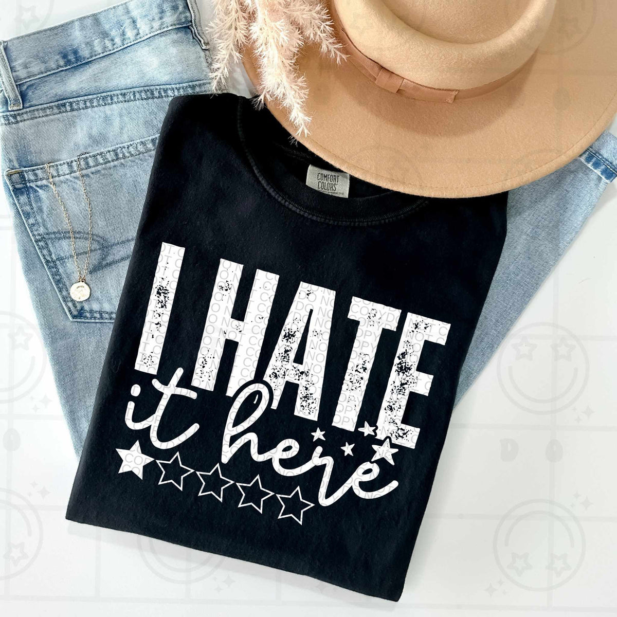 I hate it here WHITE (HW) 79408 DTF transfer