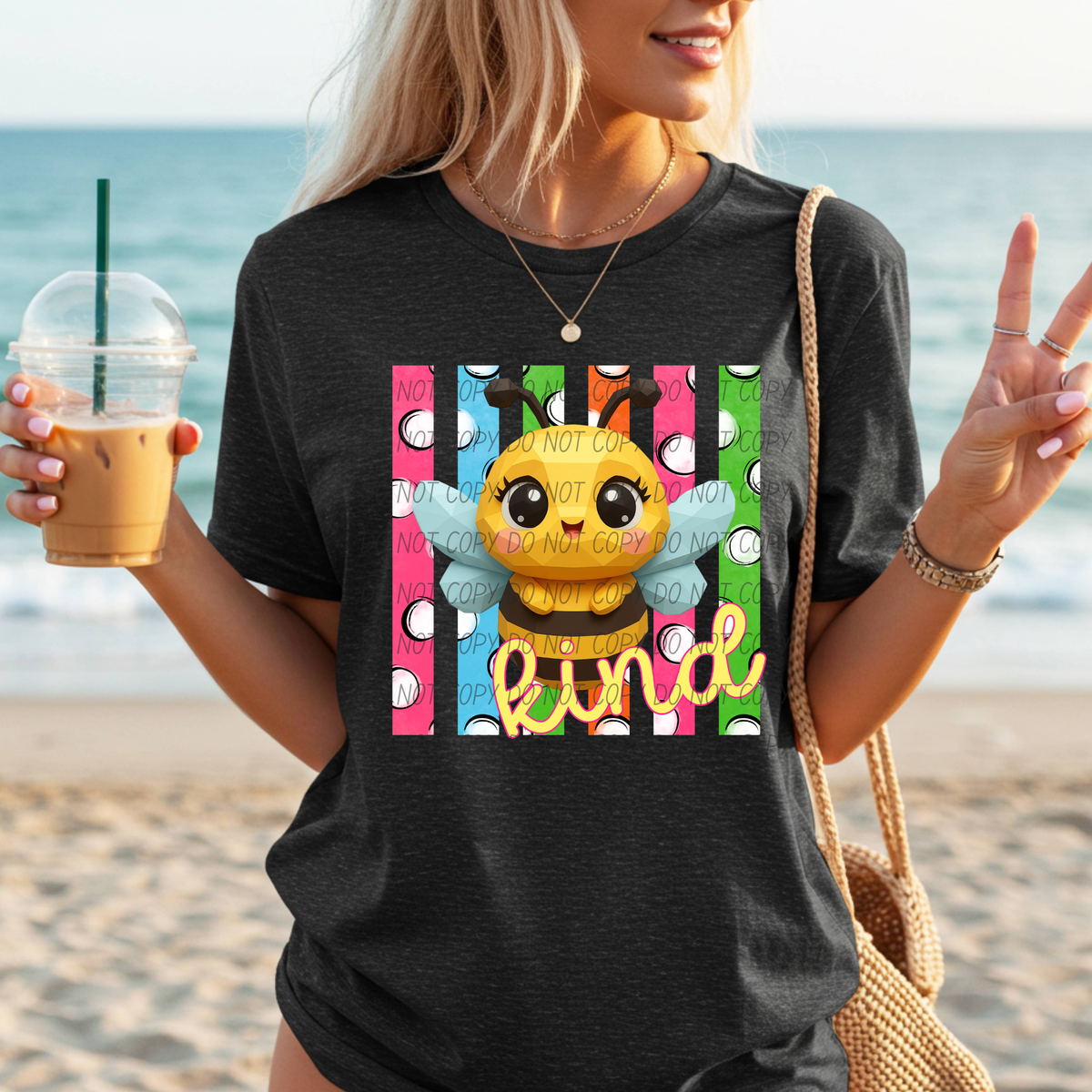 Bee kind COLORFUL strips (City) DTF transfer