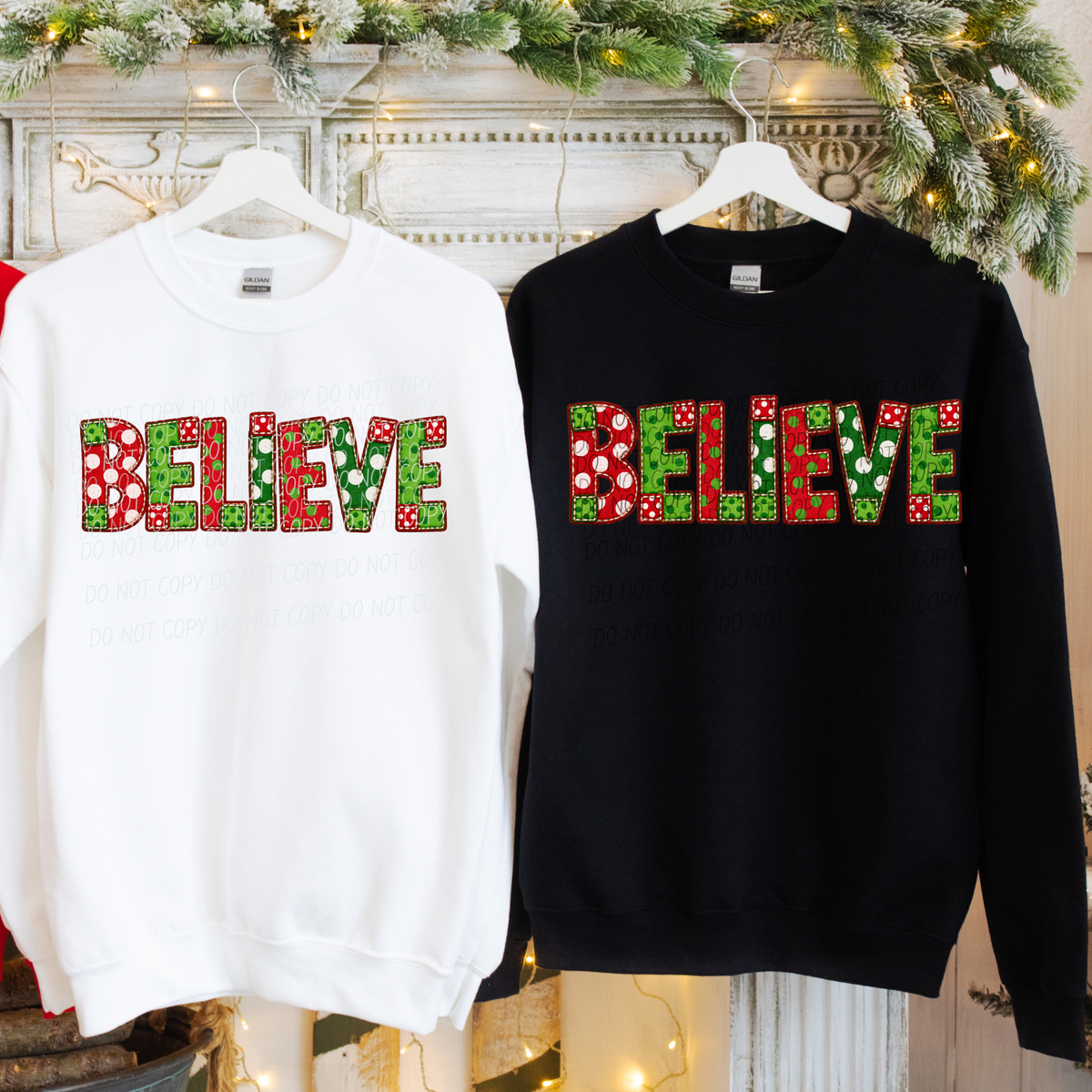 Believe-Dot Font-Green and Red (CITY)DTF Transfer