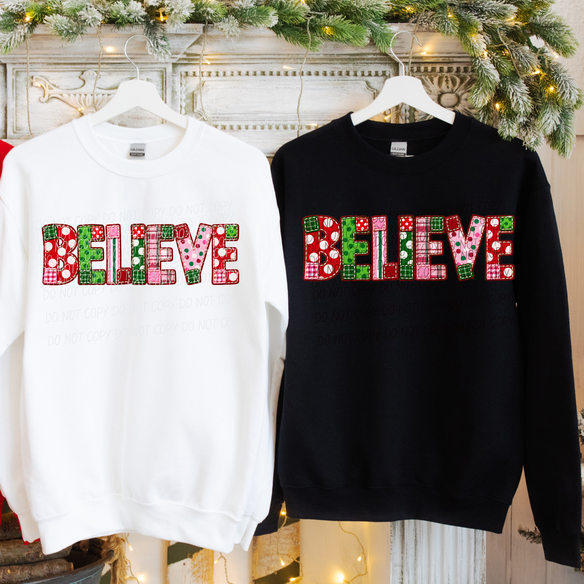 Believe-Dot Font Red, Green and Pink (CITY)DTF Transfer