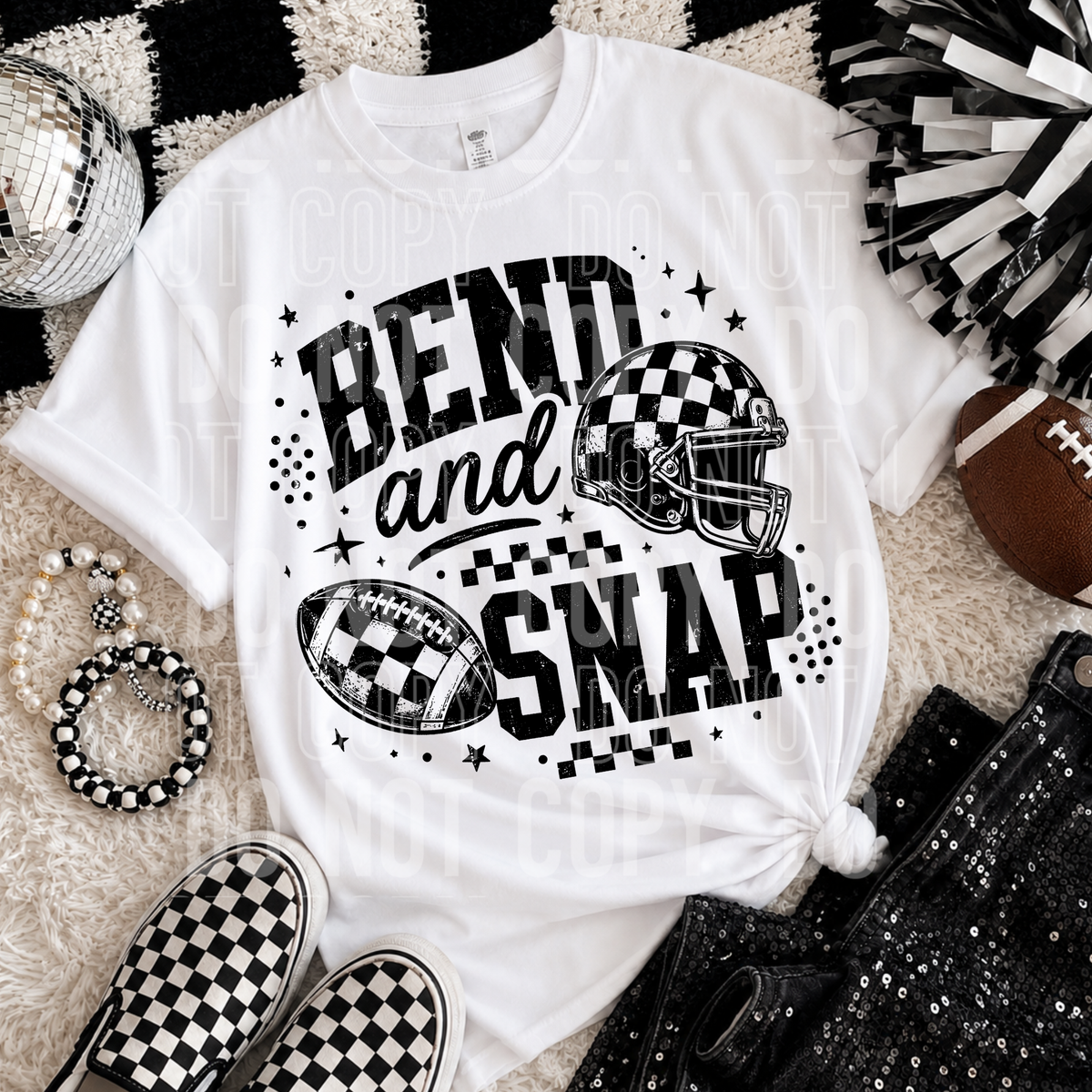 Bend and snap checkered football (SBB) DTF Transfer