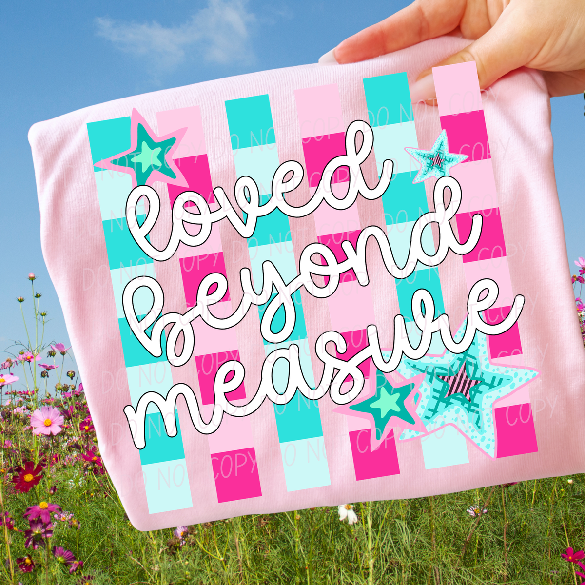Loved beyond measure checkered background (City) DTF Transfer
