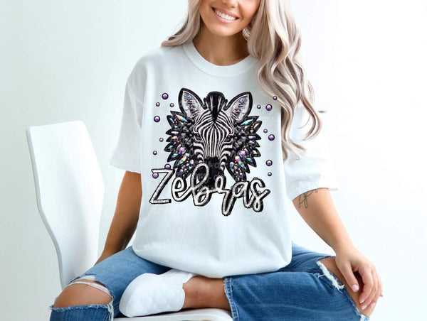 Zebras bedazzled mascot 53574 DTF transfer