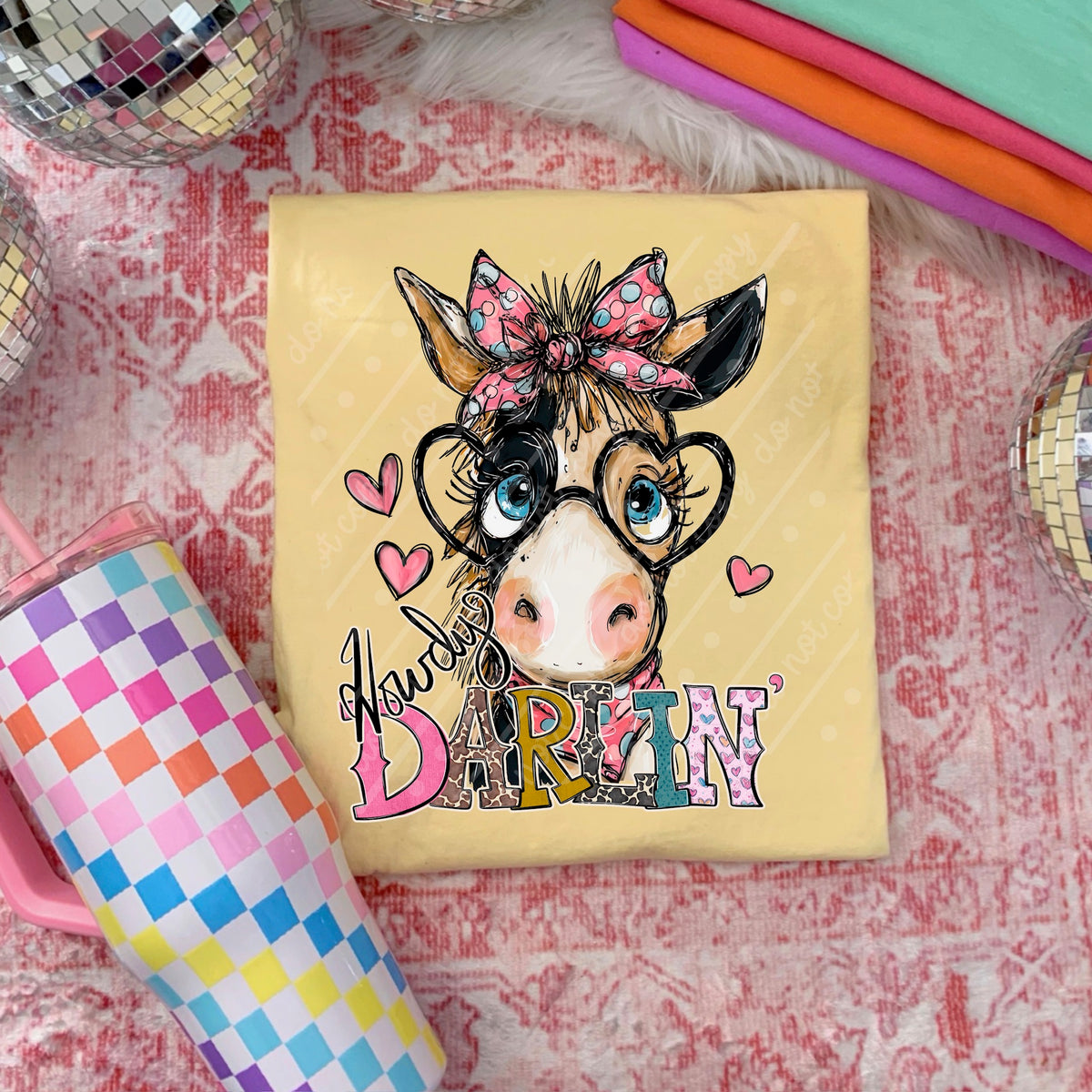 Howdy darlin horse with bow (Texasgal) DTF Transfer