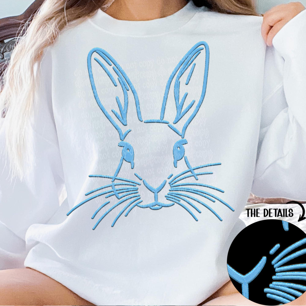Blue bunny outline (TTD) 91552 DTF transfer