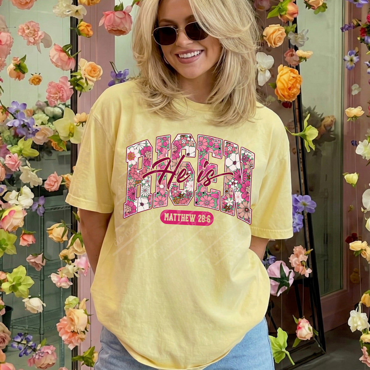 He is risen pink florals Sunday special DTF transfer
