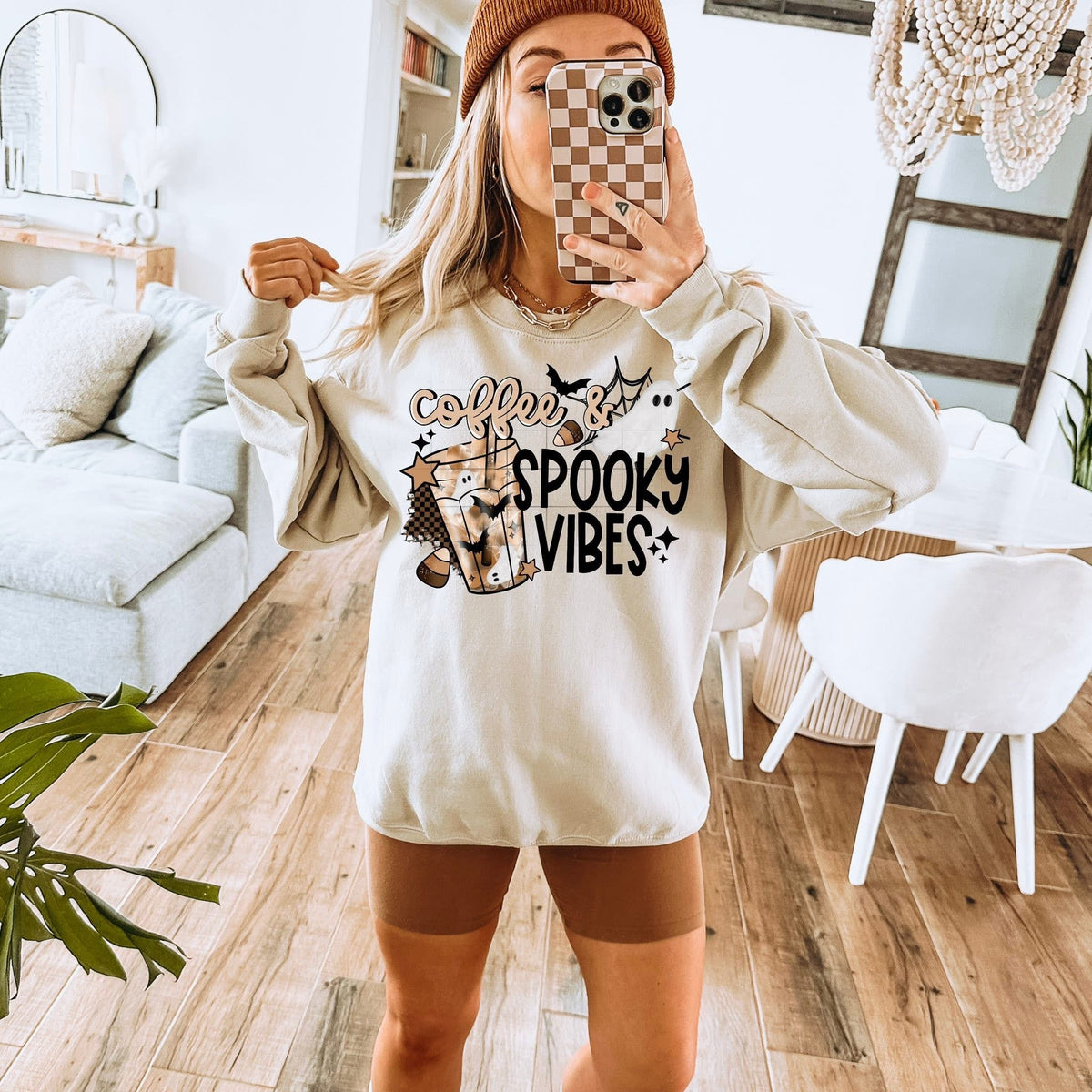 Coffee and Spooky Vibes black words CSC DTF Transfer