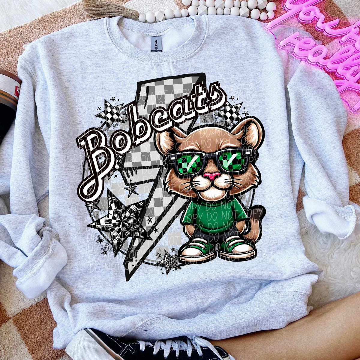 Bobcats green outfit lightning bolt (CITY) 52462 DTF transfer