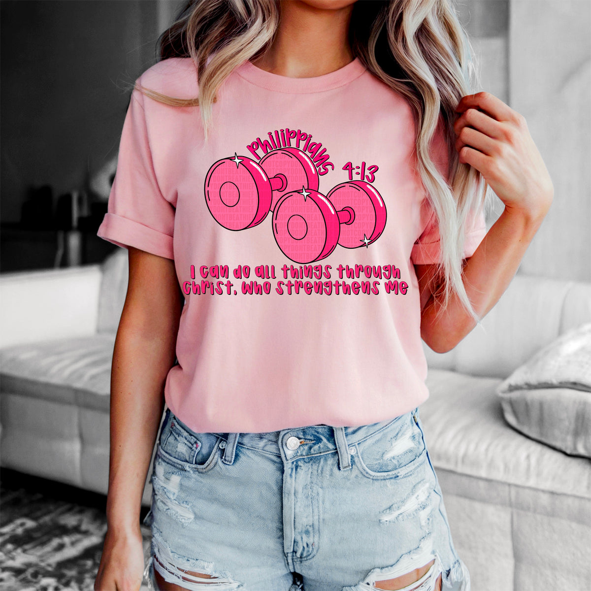 I can do all things pink weights 93616 DTF transfer
