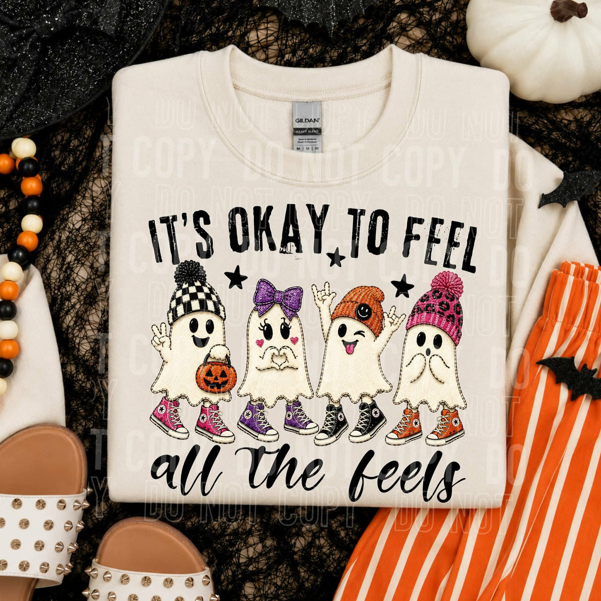 Its okay to feel all the feels ghosts with colorful bows bogging Tuesday Deal DTF