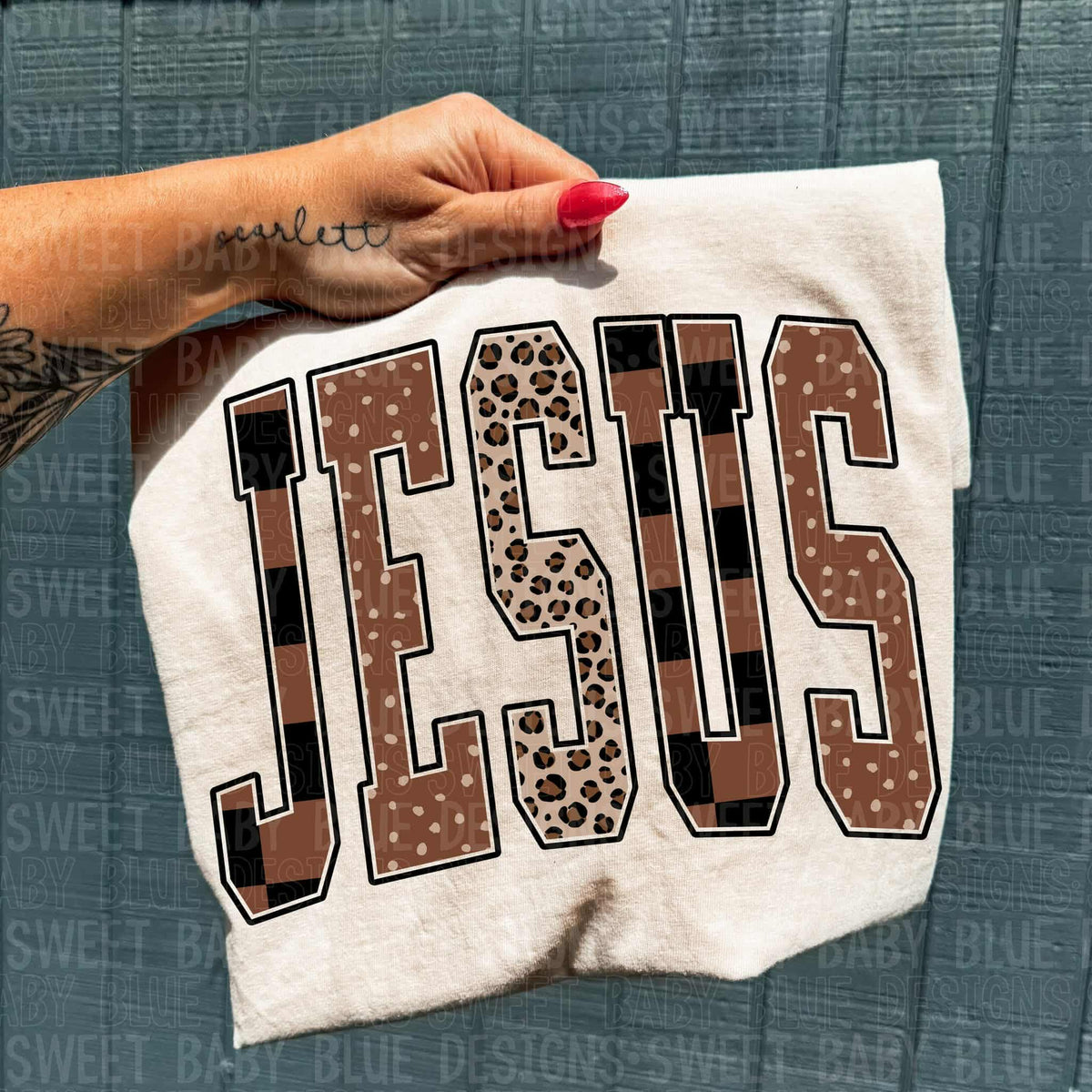 Jesus brown and black patterns SBB DTF transfer