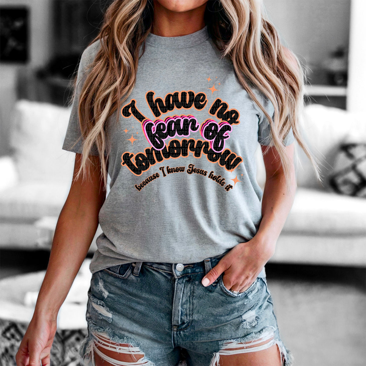 I have no fear of tomorrow orange and pink outline 95003 DTF transfer