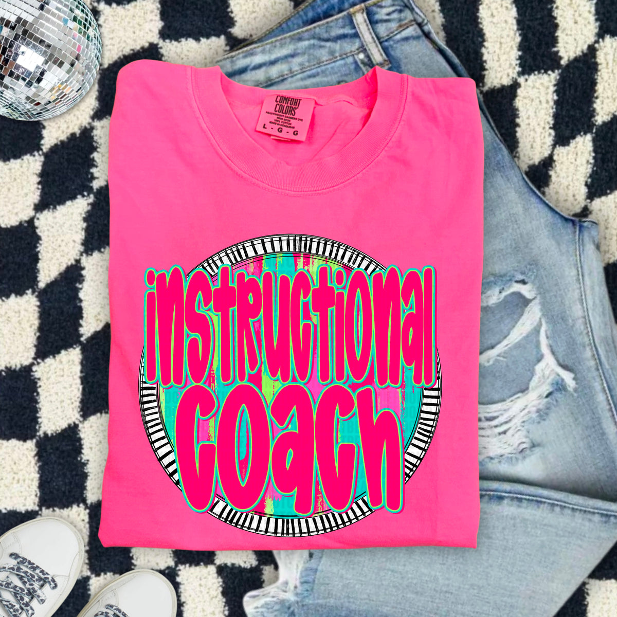 Instructional Coach pink font circle 103936 DTF transfer