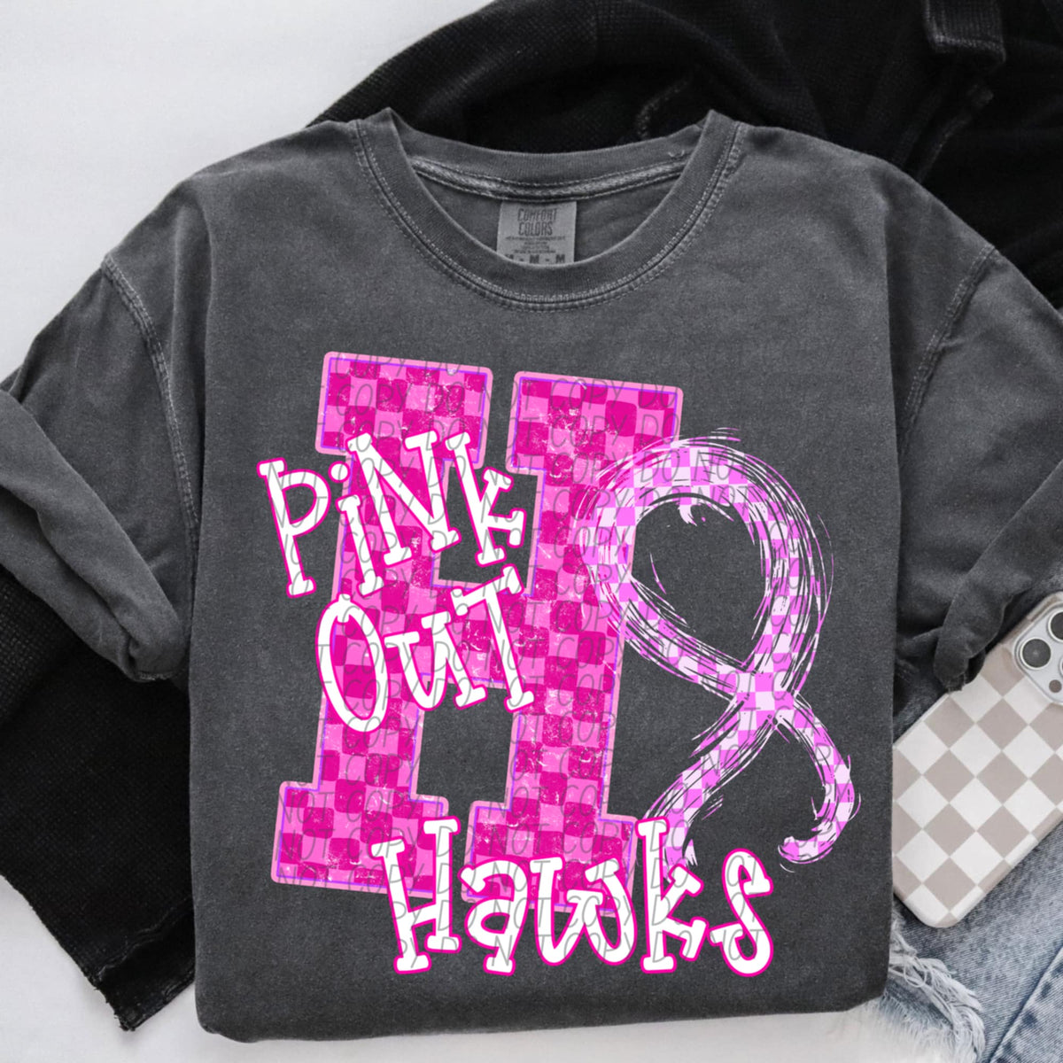 Hawks Pink Out Varsity (city) DTF Transfer