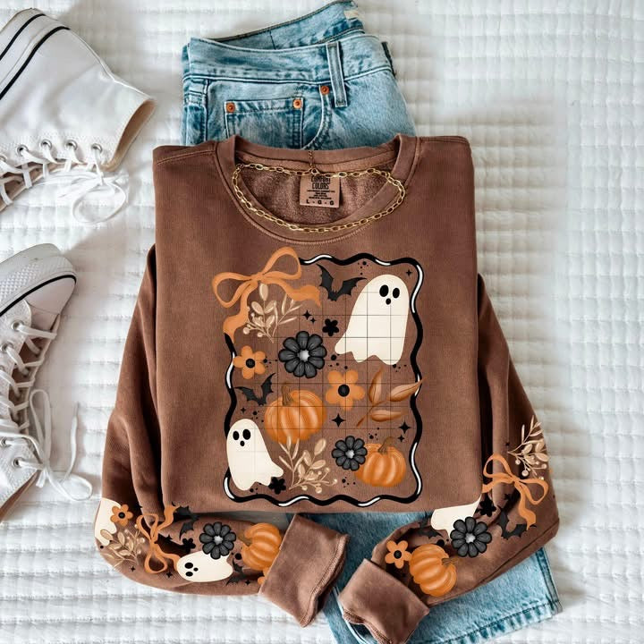 Fall Frame with bow ghosts and pumpkins (front only) CSC DTF transfer