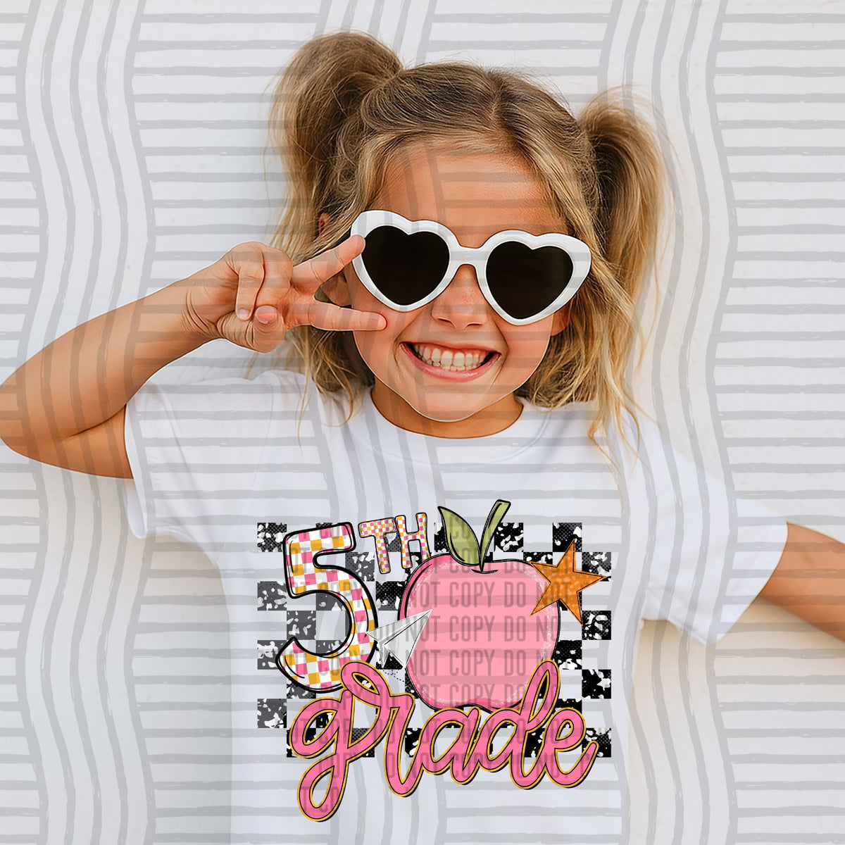 5th grade girl checkered background (Caplinger) DTF transfer