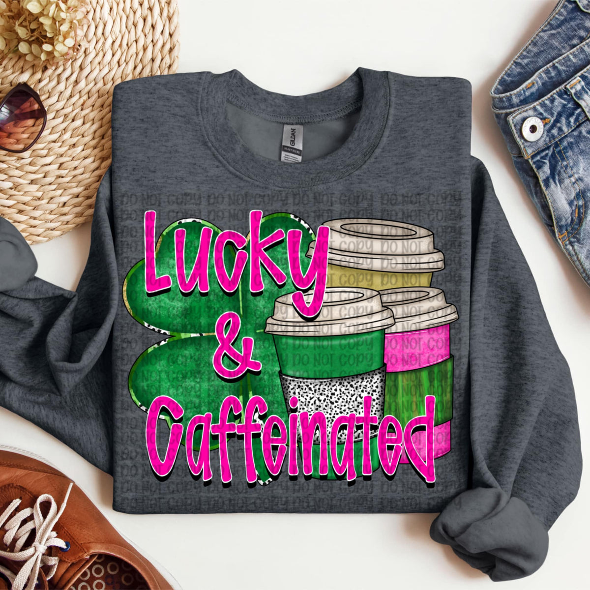 Lucky & caffeinated (VP) 91966 DTF transfer