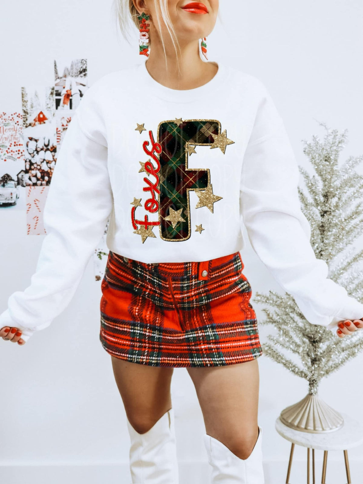 Foxes plaid and gold stars (PH) DTF Transfers