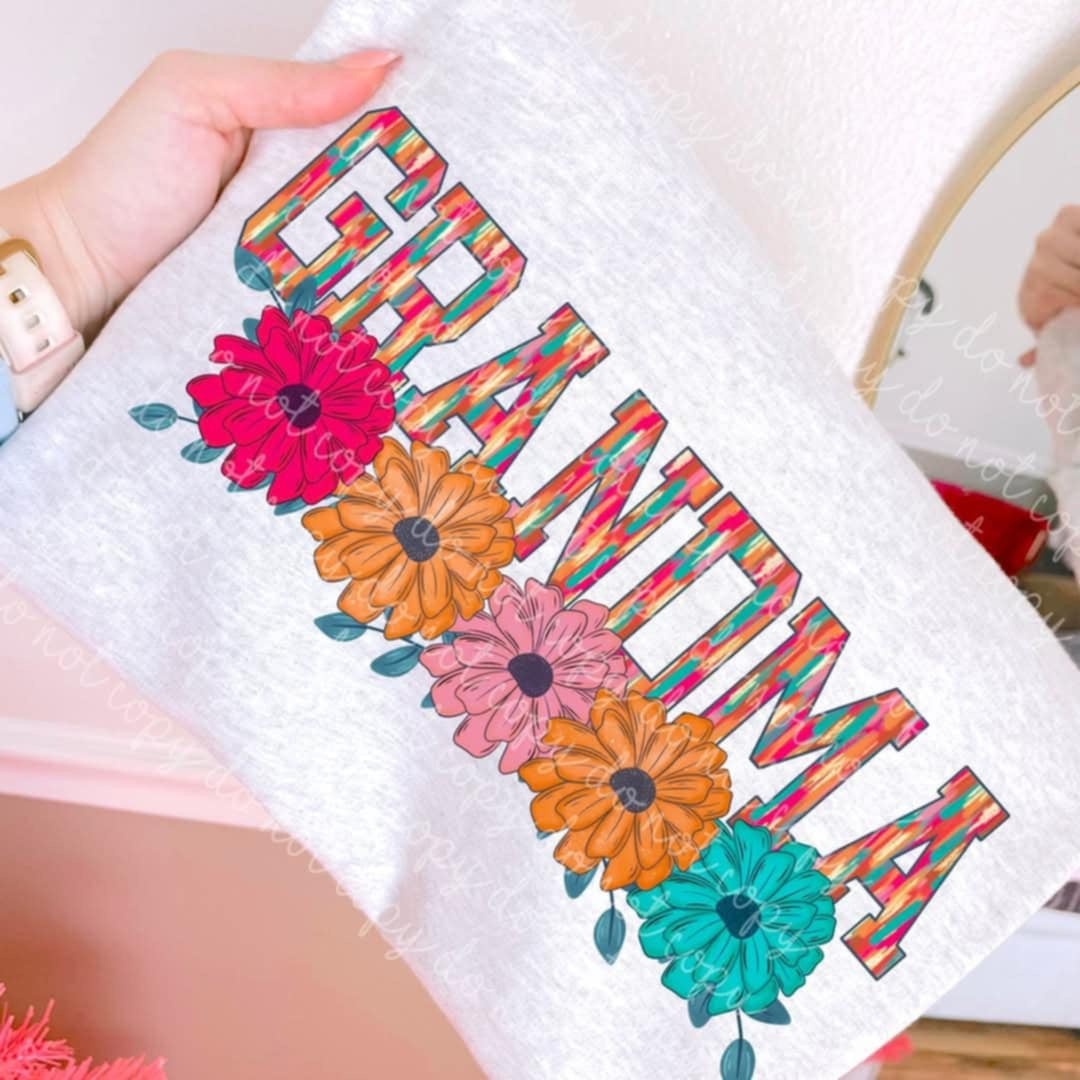 Grandma brushstrokes with flowers (MMD) 97879 DTF transfer