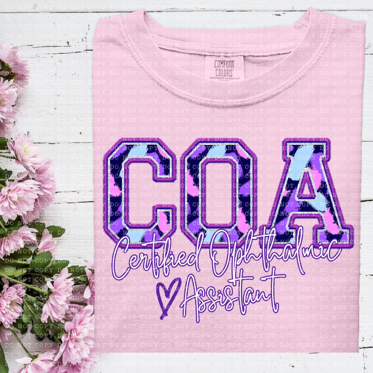 COA certified ophthalmic assistant purple brushstrokes (ECHT) 93999 DTF transfer