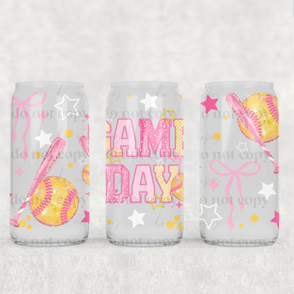 Game Day softball bows (CSC) UV DTF WRAP