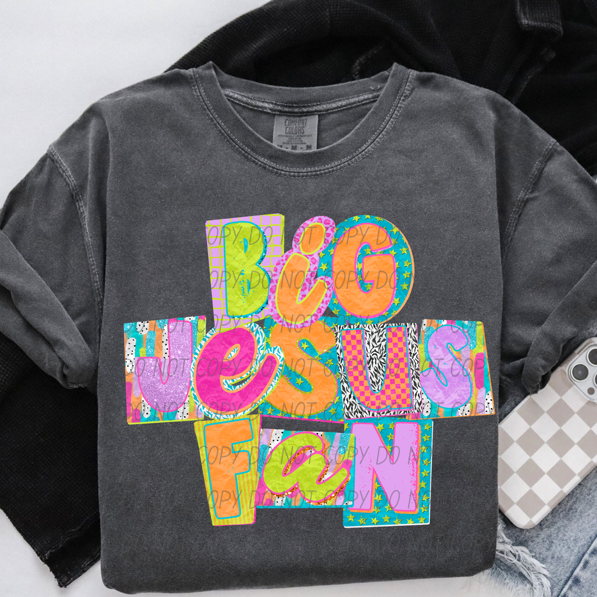big Jesus fan colorful blocks (Caplinger) DTF Transfer