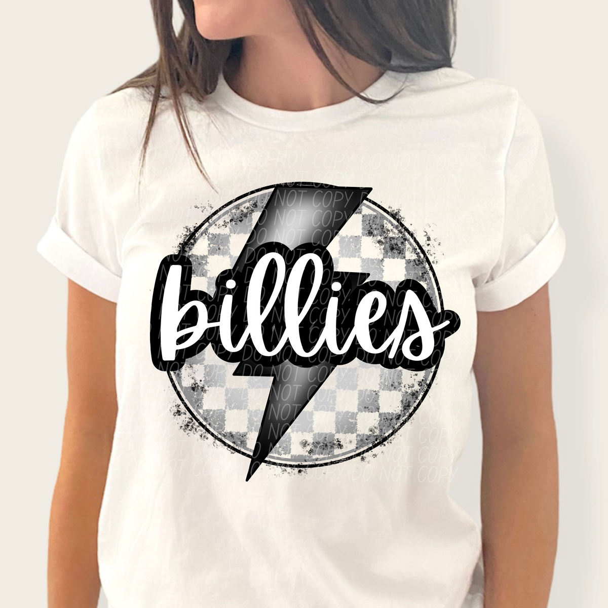 Billies grey/silver lightning bolt circle CITY DTF transfer