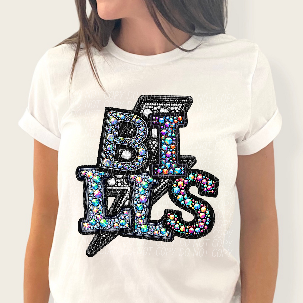 Bills lightning bolt rhinestones (city) 45247 DTF transfers