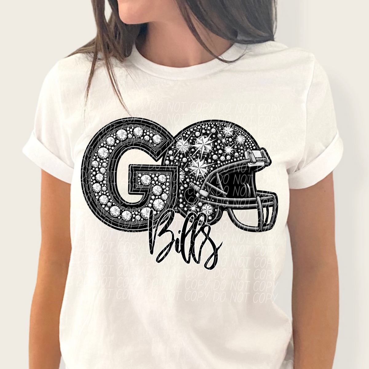 Go bills helmet and rhinestones CITY 45003 DTF transfer