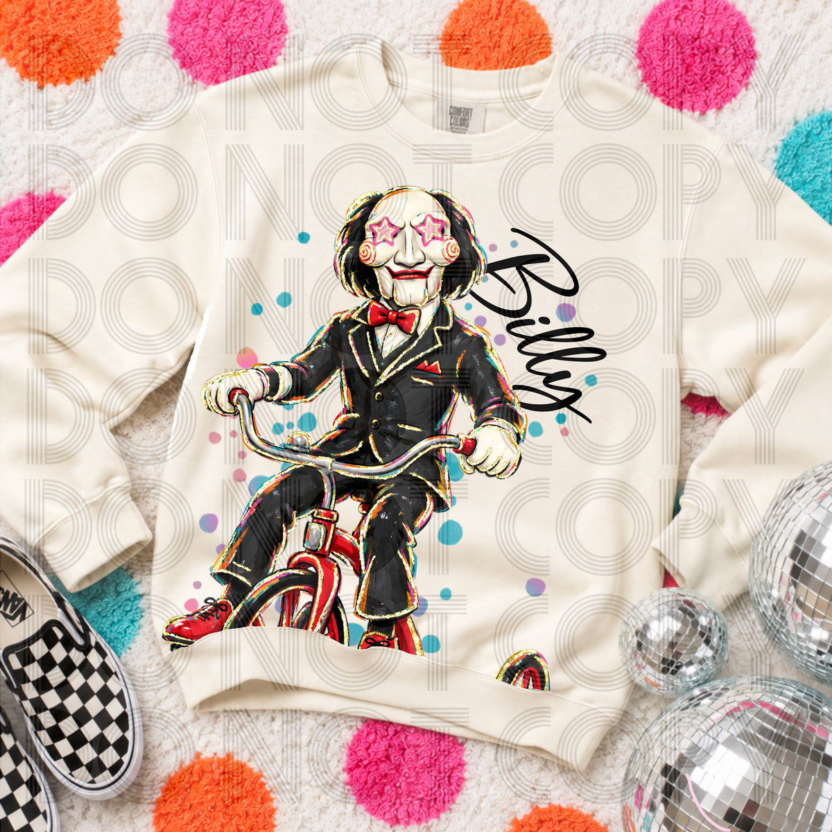 Bill puppet colorful splatter (Renewed) DTF Transfer