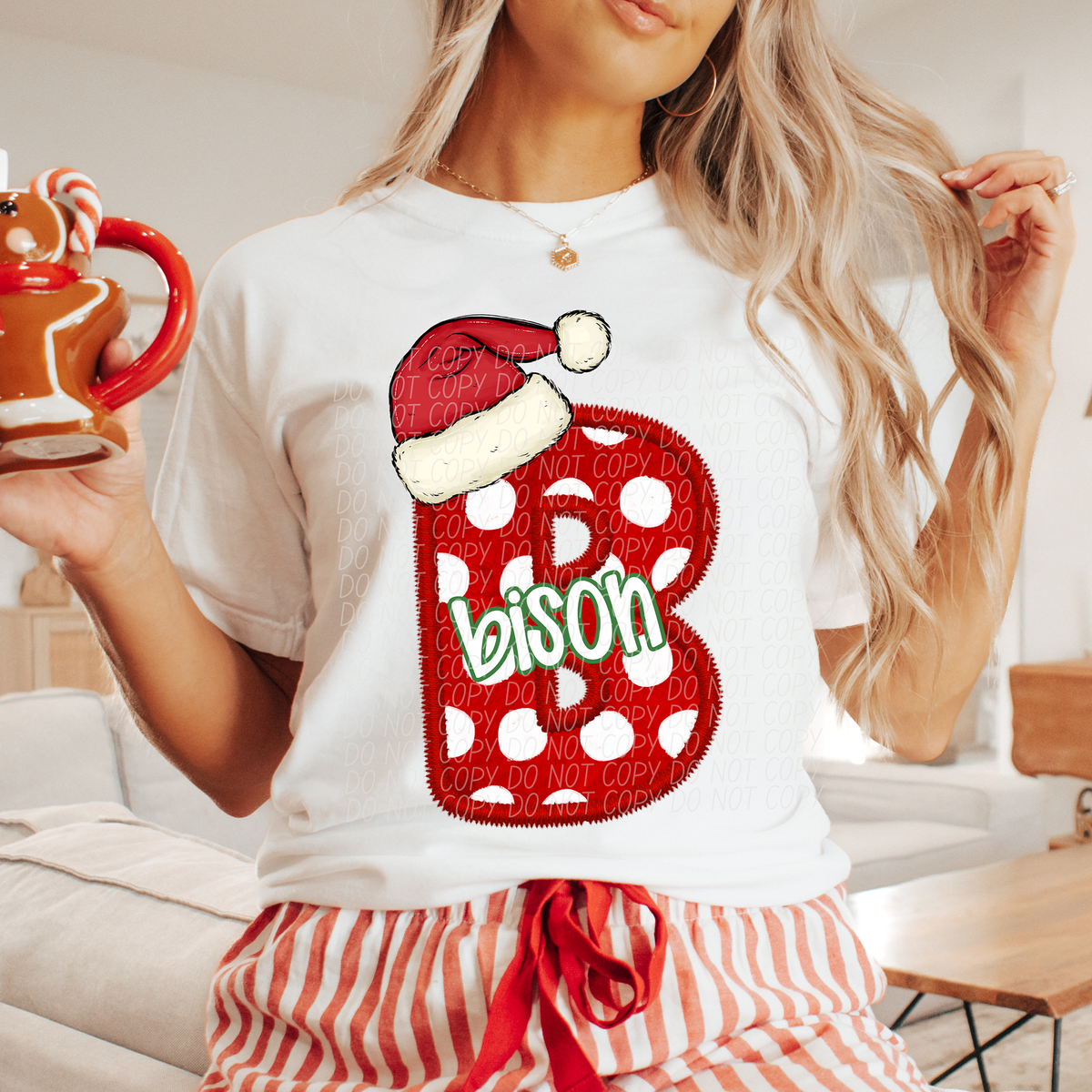 B Bison Christmas Faux Embroidery (CITY) 66261 DTF transfer