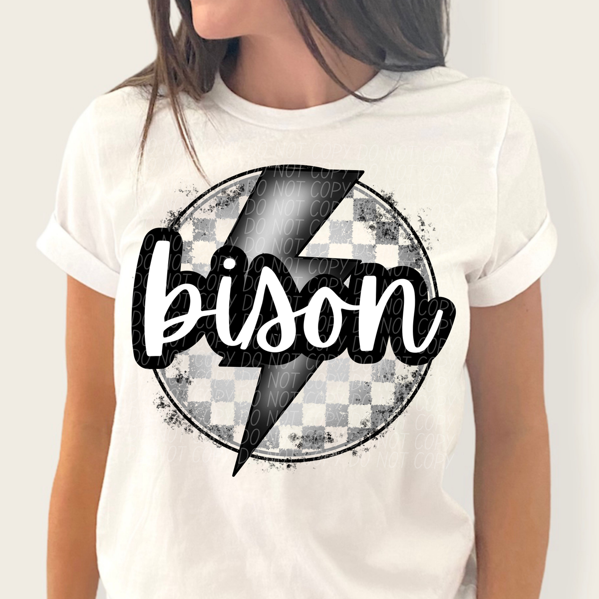 Bison grey/silver lightning bolt circle CITY DTF transfer