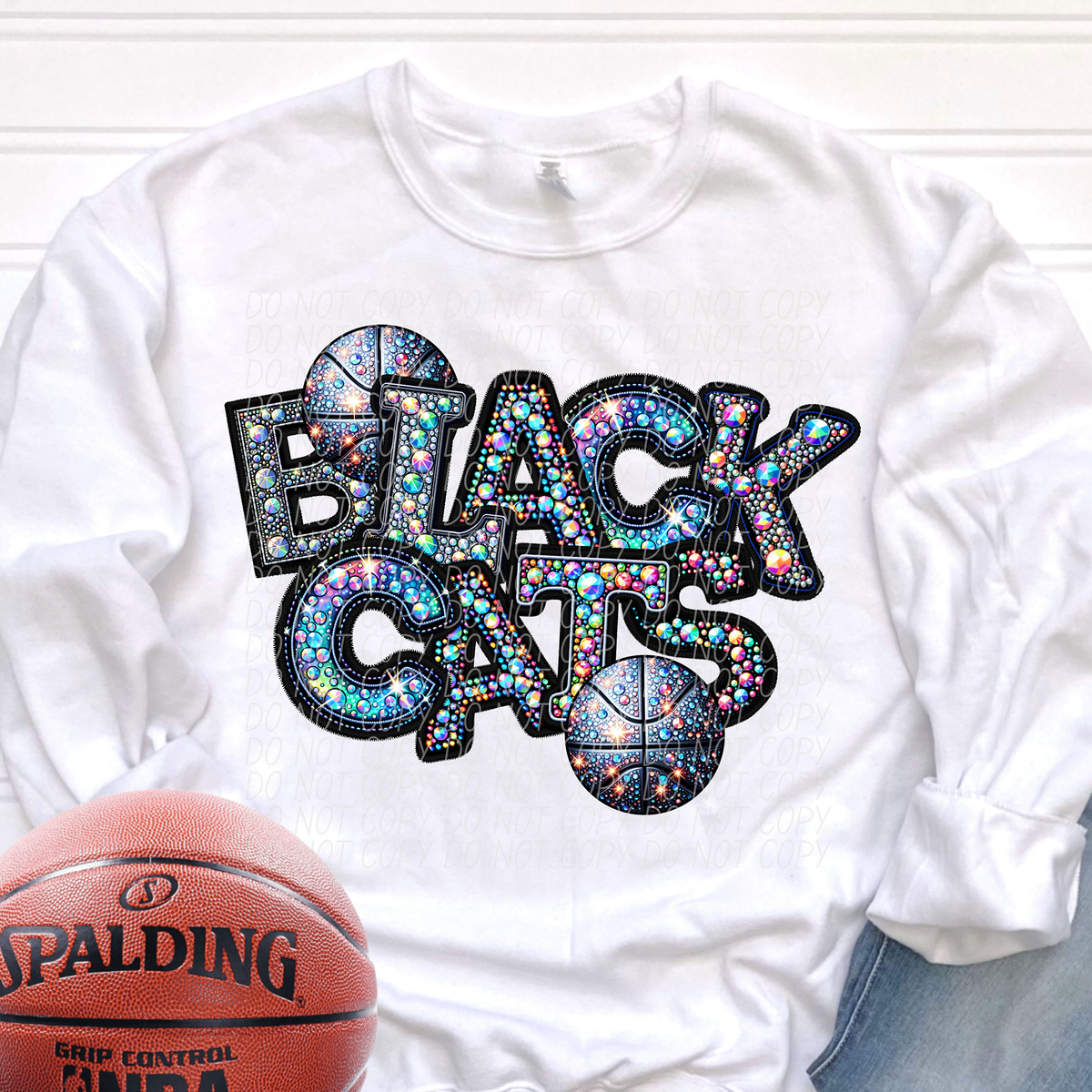 Blackcats Basketball Rhinestone (CITY) 66618 DTF transfer