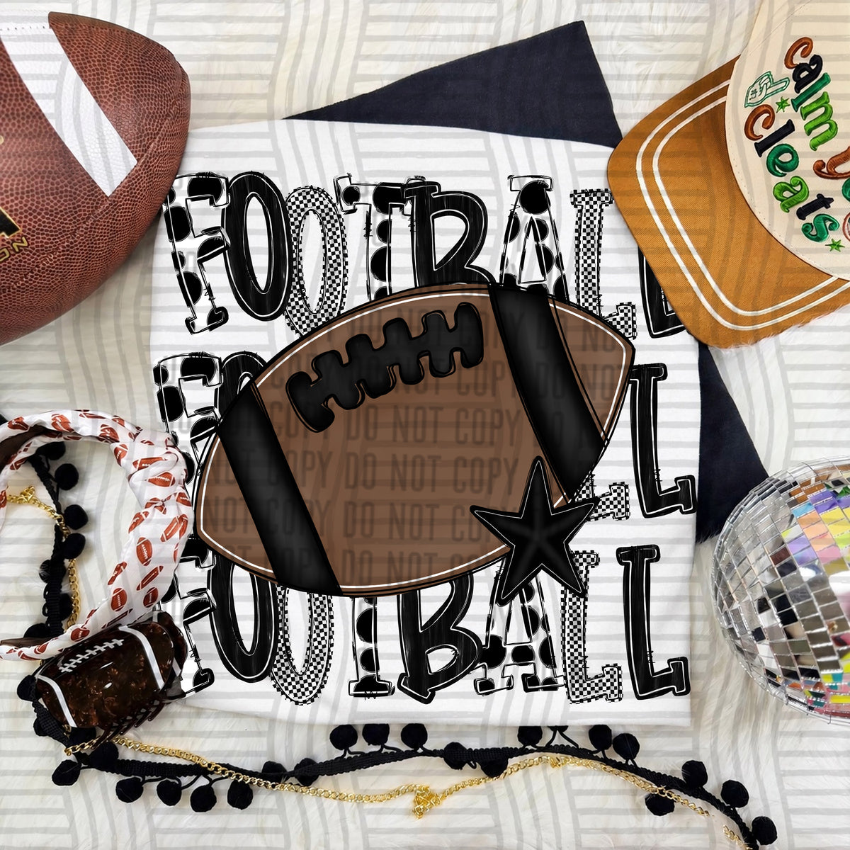 Black-Football Tri Stacked (Caplinger) DTF Transfer