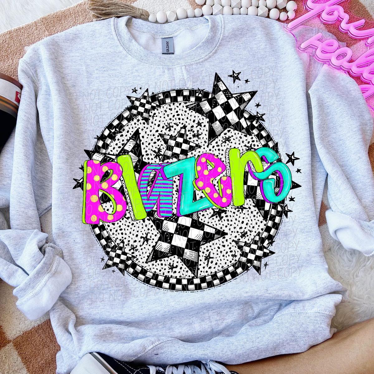 Blazers neon checkered CITY DTF transfers