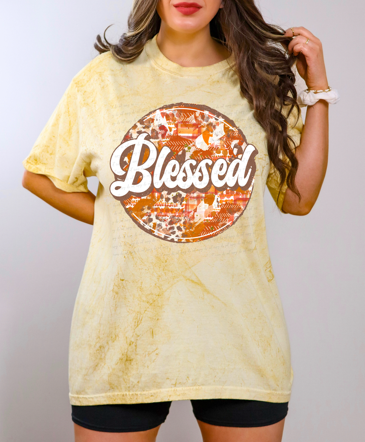 Blessed Circle Orange Leopard Background 116130 DTF Transfer