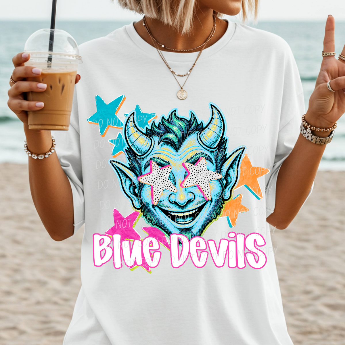 blue devils pop art with stars (CITY) DTF Transfer