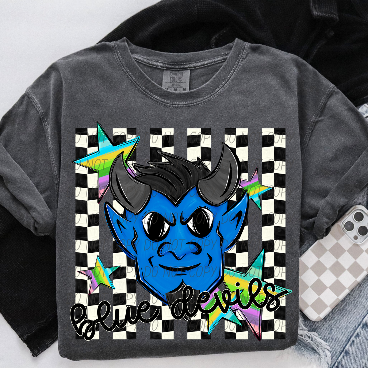 Blue devils checker stripes (City) DTF Transfer