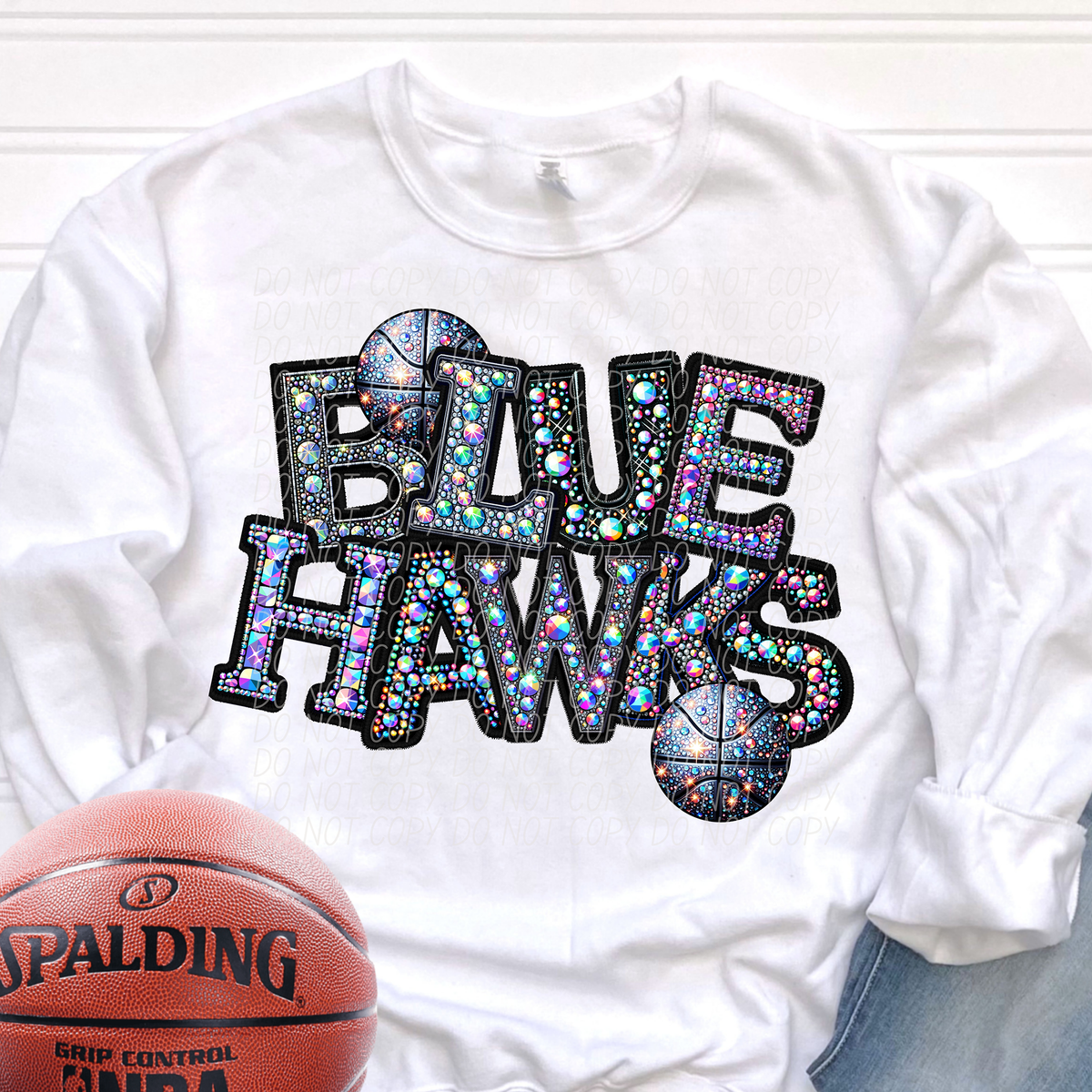 Blue Hawks Basketball Rhinestone (CITY) 66485 DTF transfer
