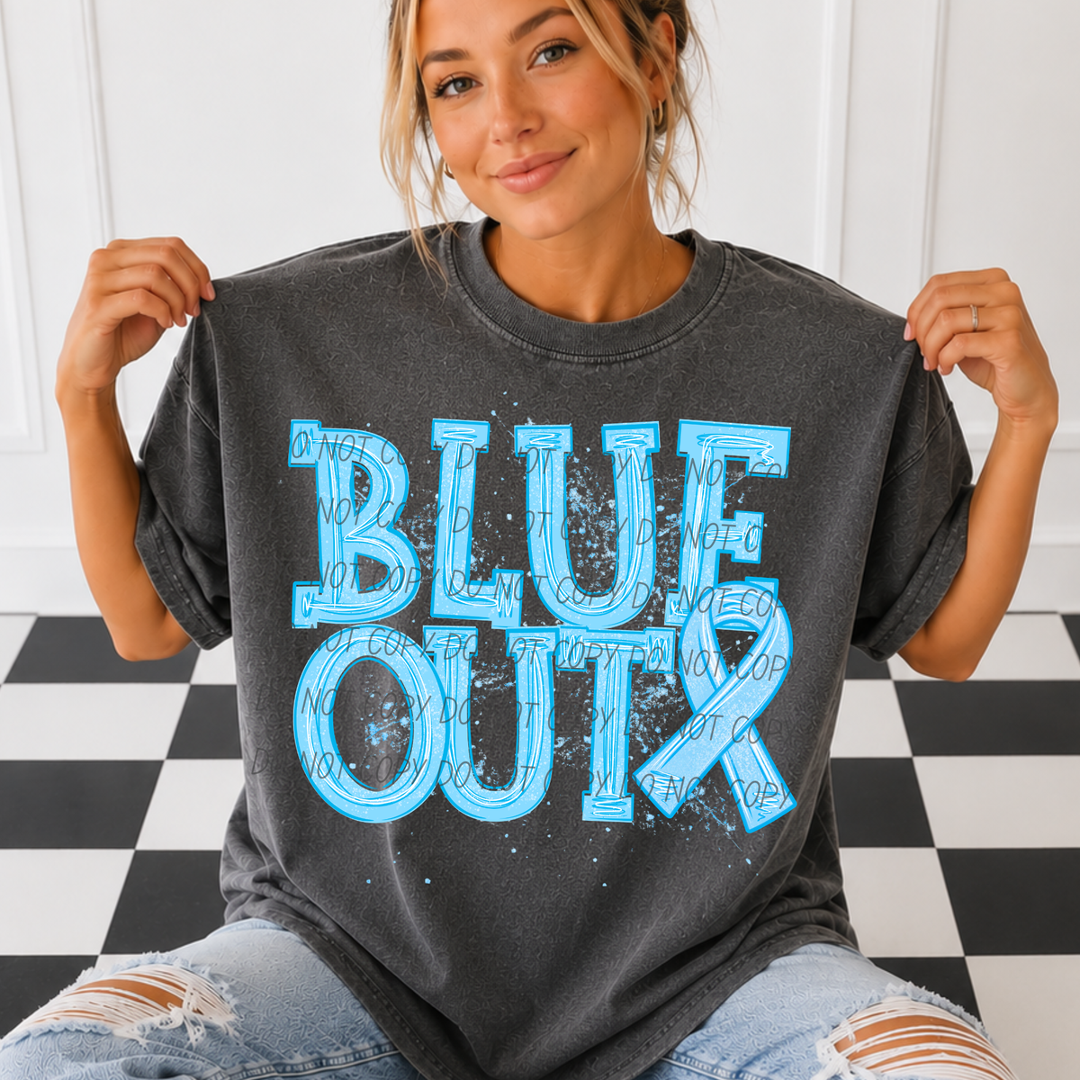 Blue out small ribbon (CITY) DTF Transfer