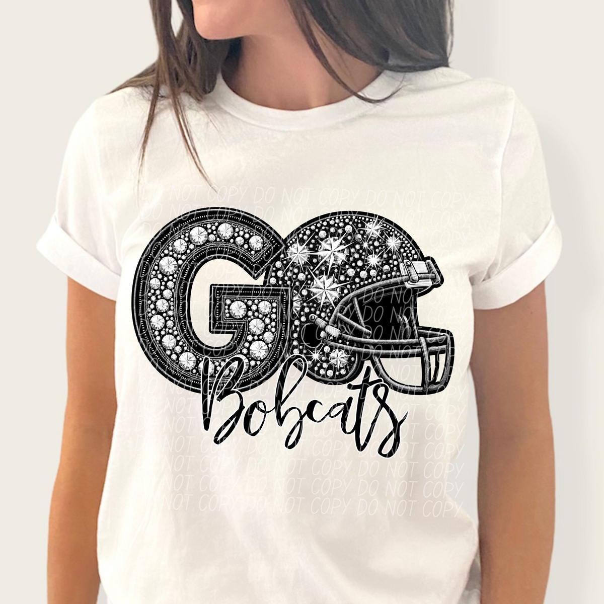Go bobcats helmet and rhinestones CITY 45000 DTF transfer