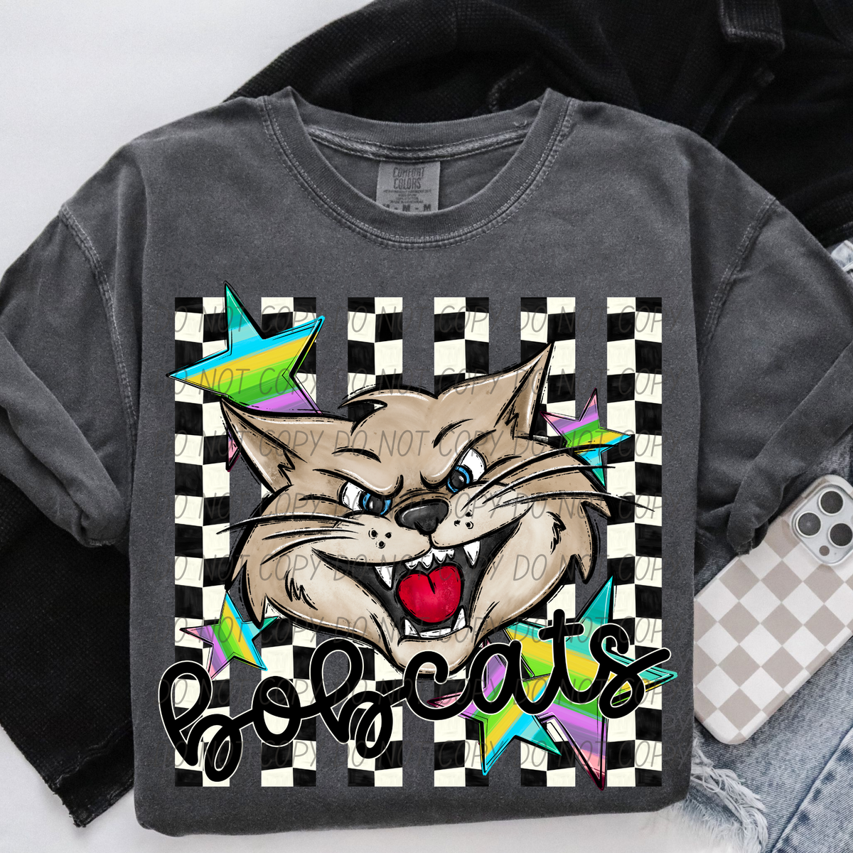 Bobcats checker stripes (City) DTF Transfer